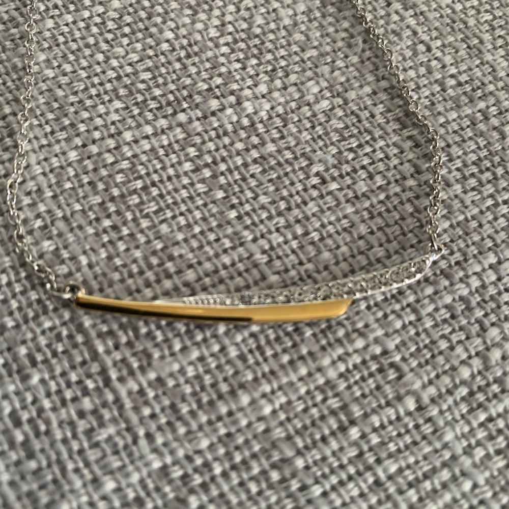 Gold and Silver Minimalist Necklace with Curved Bar